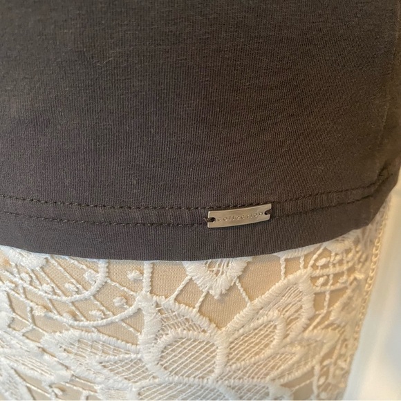 ESPRIT collection Long sleeve brown top crew neck satin trim size Small - Picture 9 of 9